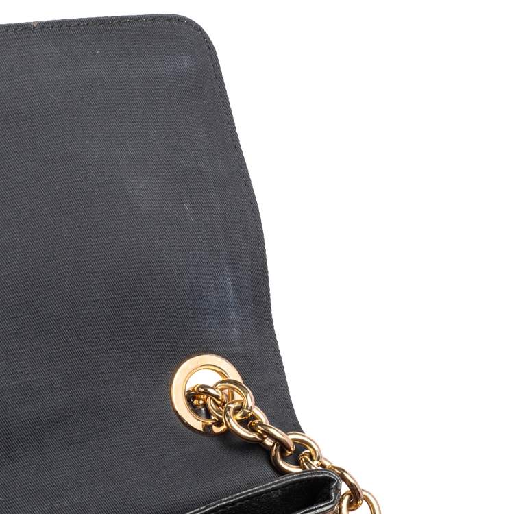 Pre Owned Dolce & Gabbana Brown/Beige Leopard Print Coated Canvas and Leather Padlock Top Handle Bag