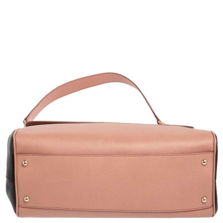 Pre Owned Dolce & Gabbana Pink/Black Leather Large Miss Sicily Top Handle Bag