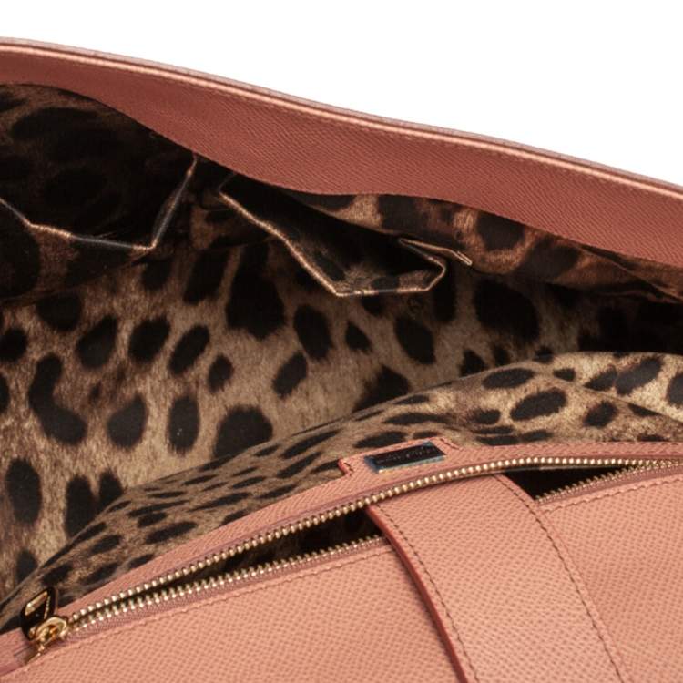 Pre Owned Dolce & Gabbana Pink/Black Leather Large Miss Sicily Top Handle Bag