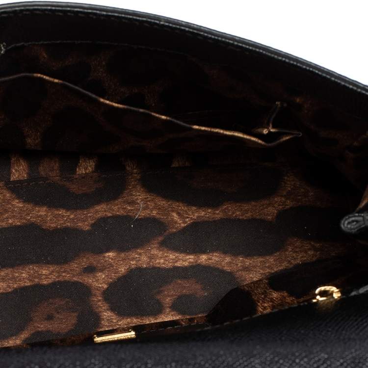 Pre Owned Dolce & Gabbana Black Leather Medium Miss Sicily Top Handle Bag
