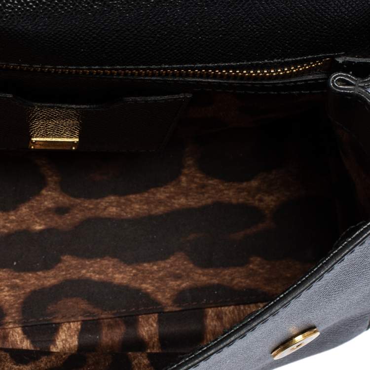 Pre Owned Dolce & Gabbana Black Leather Medium Miss Sicily Top Handle Bag