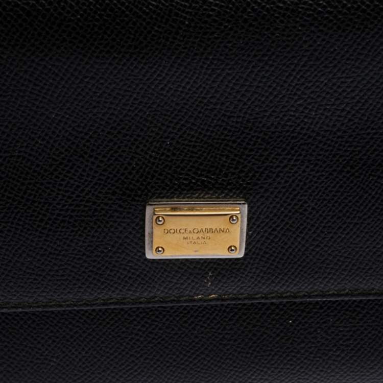 Pre Owned Dolce & Gabbana Black Leather Medium Miss Sicily Top Handle Bag