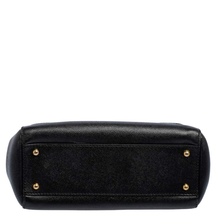 Pre Owned Dolce & Gabbana Black Leather Medium Miss Sicily Top Handle Bag
