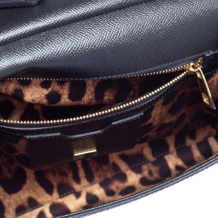 Pre Owned Dolce & Gabbana Black Leather Medium Miss Sicily Bag