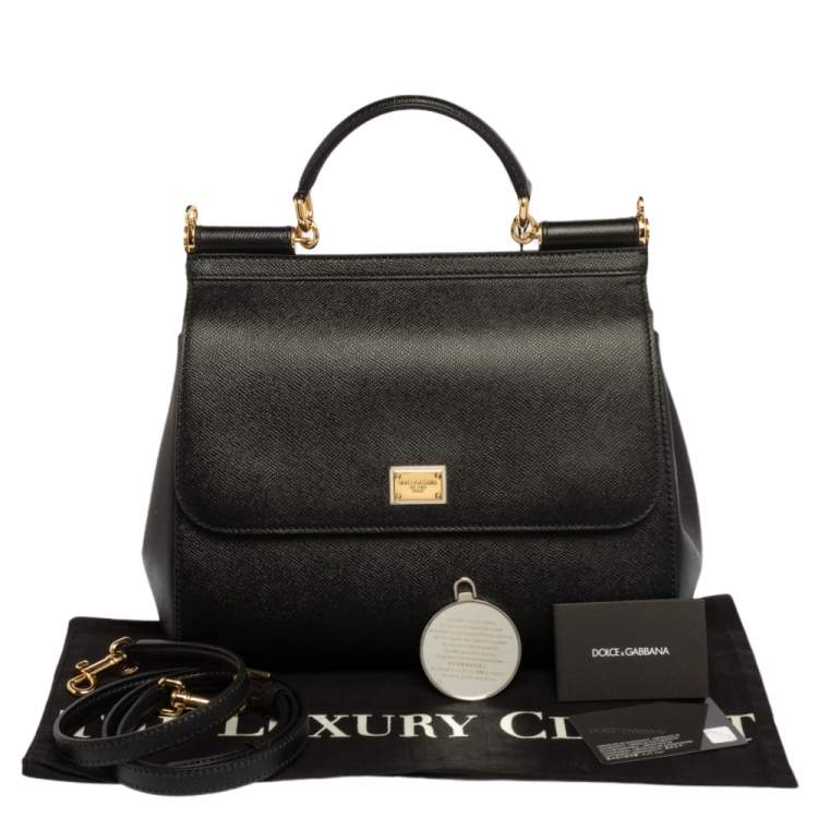 Pre Owned Dolce & Gabbana Black Leather Medium Miss Sicily Bag