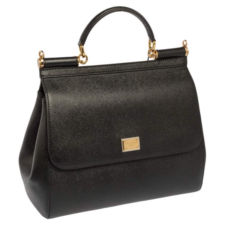 Pre Owned Dolce & Gabbana Black Leather Medium Miss Sicily Bag