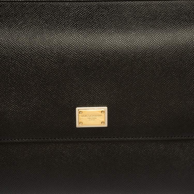 Pre Owned Dolce & Gabbana Black Leather Medium Miss Sicily Bag