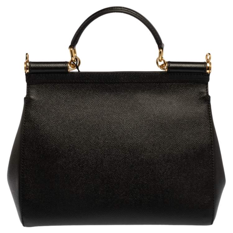 Pre Owned Dolce & Gabbana Black Leather Medium Miss Sicily Bag