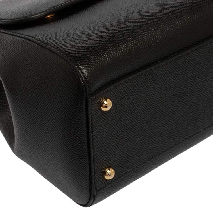 Pre Owned Dolce & Gabbana Black Leather Medium Miss Sicily Bag