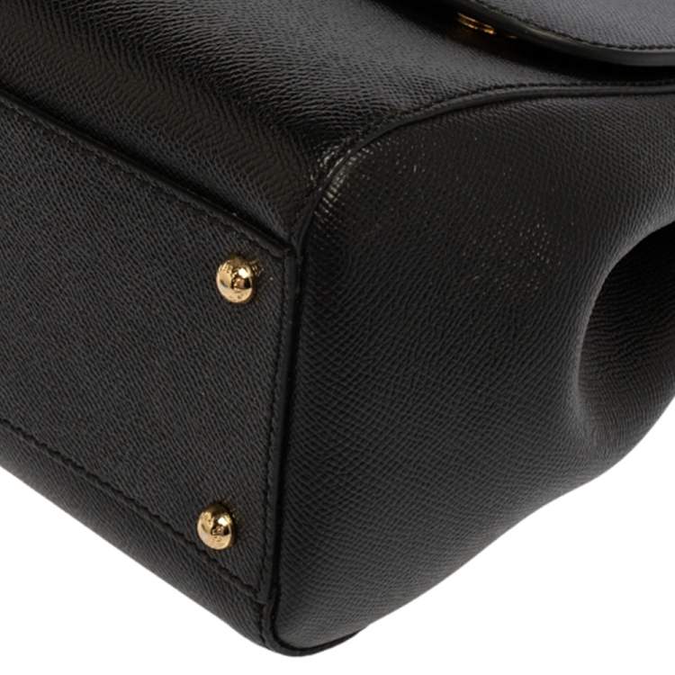 Pre Owned Dolce & Gabbana Black Leather Medium Miss Sicily Bag