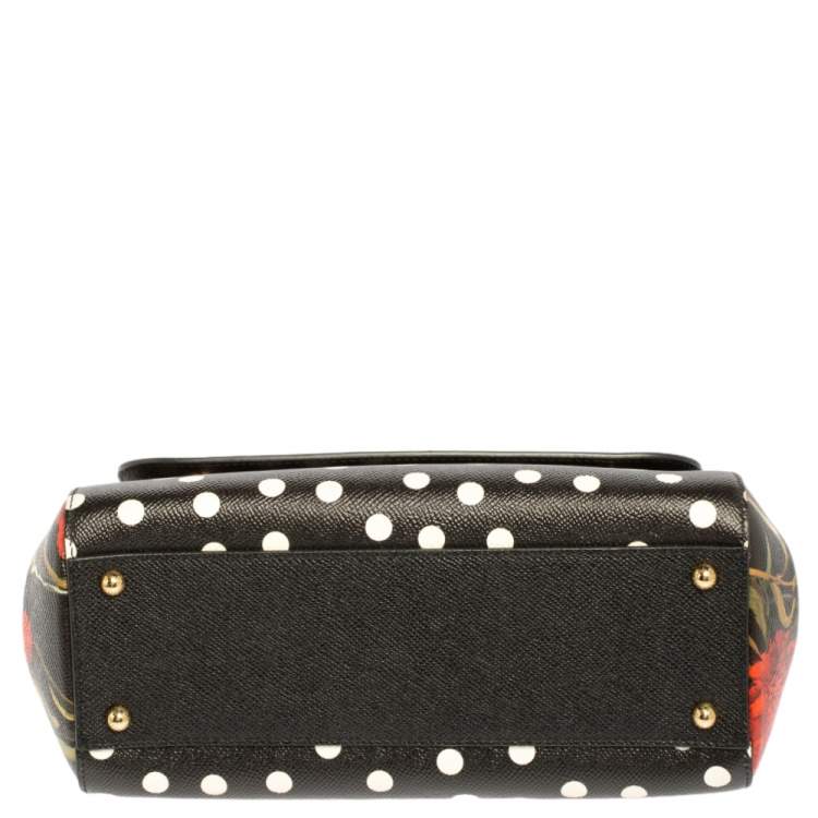 Pre Owned Dolce and Gabbana Multicolor Floral And Polka Dot Print Leather Medium Miss Sicily Top Handle Bag
