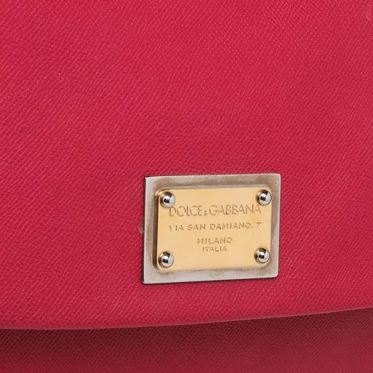 Pre Owned Dolce & Gabbana Pink Leather Large Miss Sicily Top Handle Bag