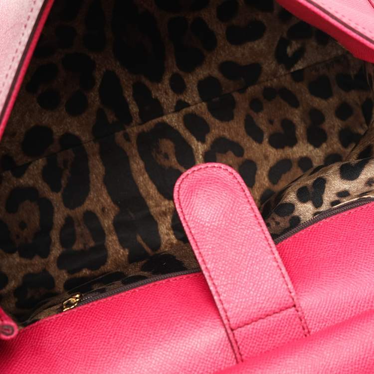 Pre Owned Dolce & Gabbana Pink Leather Large Miss Sicily Top Handle Bag