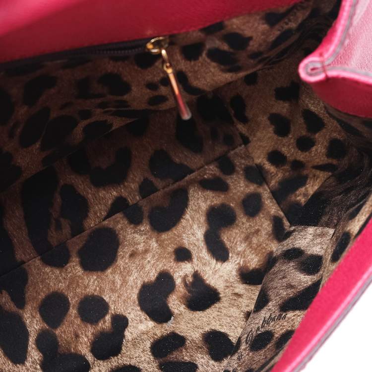Pre Owned Dolce & Gabbana Pink Leather Large Miss Sicily Top Handle Bag