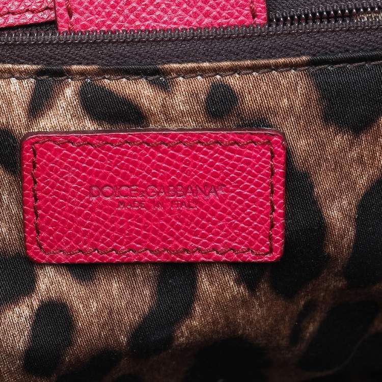 Pre Owned Dolce & Gabbana Pink Leather Large Miss Sicily Top Handle Bag