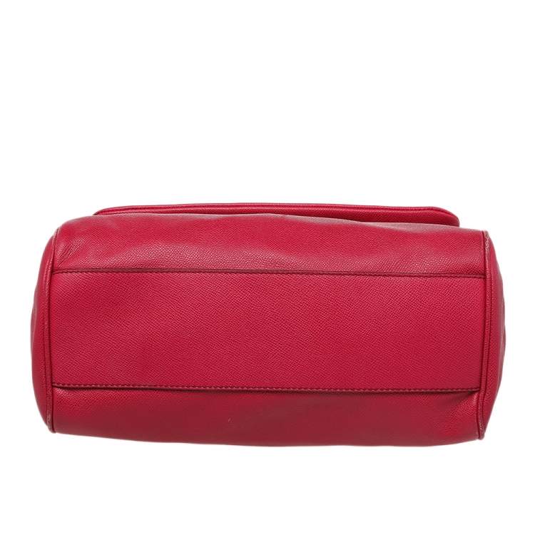 Pre Owned Dolce & Gabbana Pink Leather Large Miss Sicily Top Handle Bag