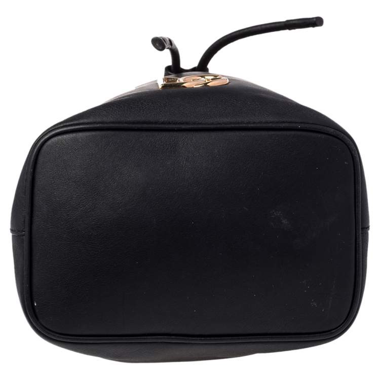 Pre Owned Dolce & Gabbana Black Leather Small DG Millennials Bucket Bag