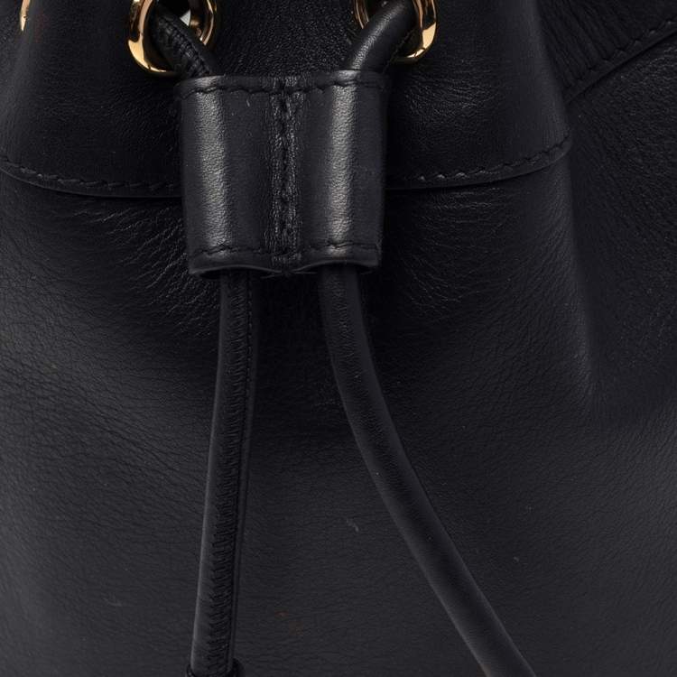 Pre Owned Dolce & Gabbana Black Leather Small DG Millennials Bucket Bag