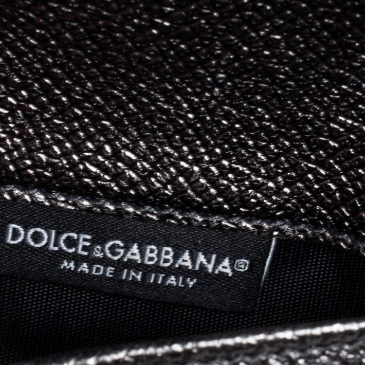 Pre Owned Dolce & Gabbana Metallic Leather Miss Sicily Von Studded Wallet on Chain