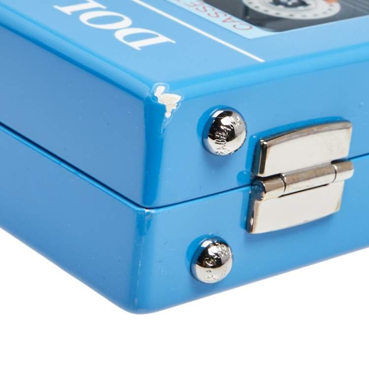 Pre Owned Dolce & Gabbana Blue/Silver Wood Walkman Box Clutch Bag