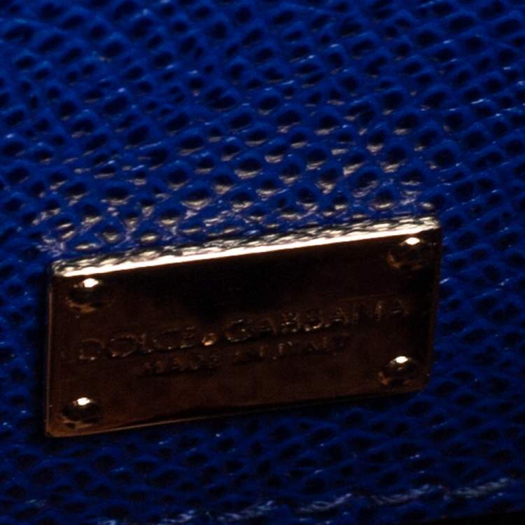 Pre Owned Dolce & Gabbana Blue Leather Small Miss Sicily Top Handle Bag