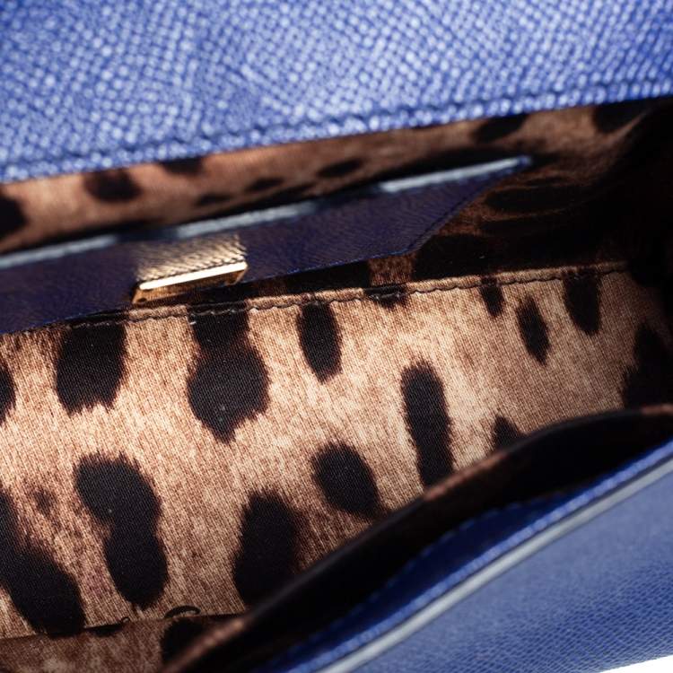 Pre Owned Dolce & Gabbana Blue Leather Small Miss Sicily Top Handle Bag