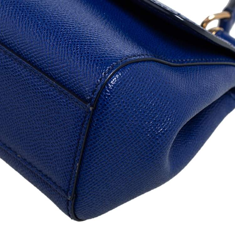 Pre Owned Dolce & Gabbana Blue Leather Small Miss Sicily Top Handle Bag