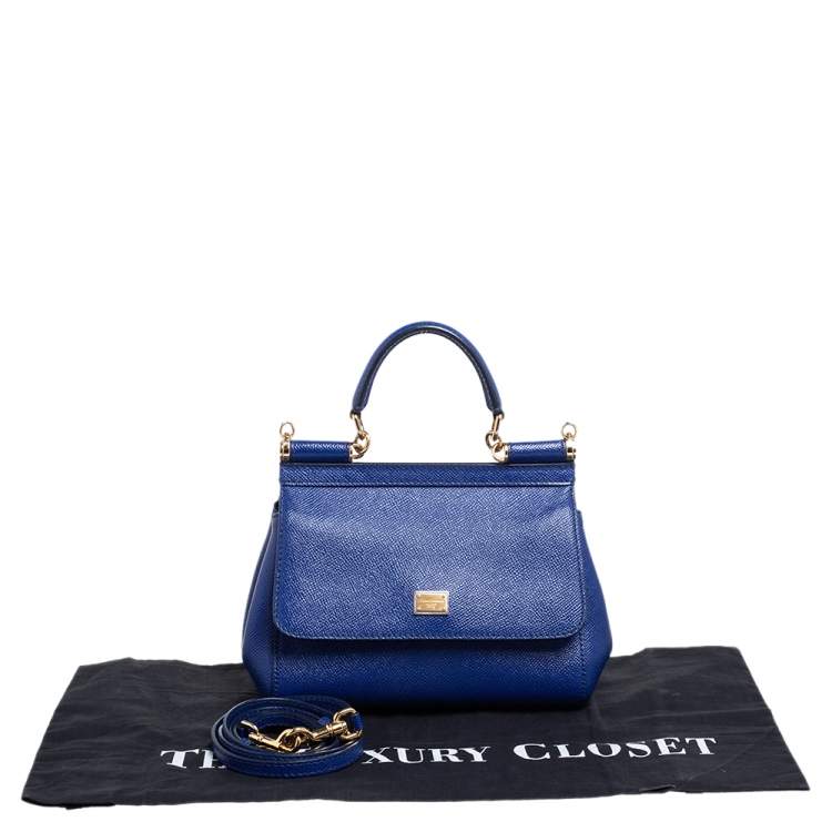 Pre Owned Dolce & Gabbana Blue Leather Small Miss Sicily Top Handle Bag