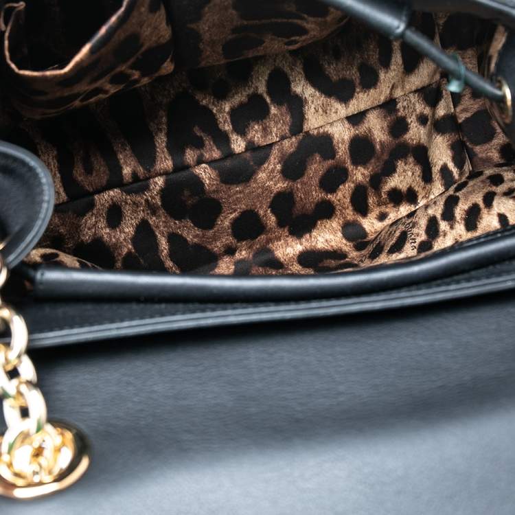 Pre Owned Dolce & Gabbana Black Leather Padlock Top Handle Bag