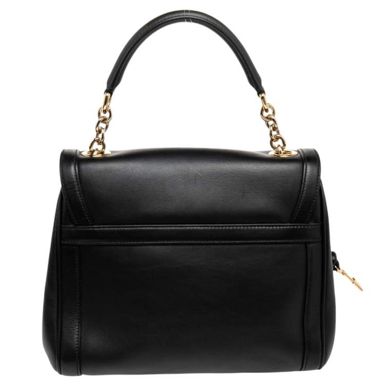 Pre Owned Dolce & Gabbana Black Leather Padlock Top Handle Bag