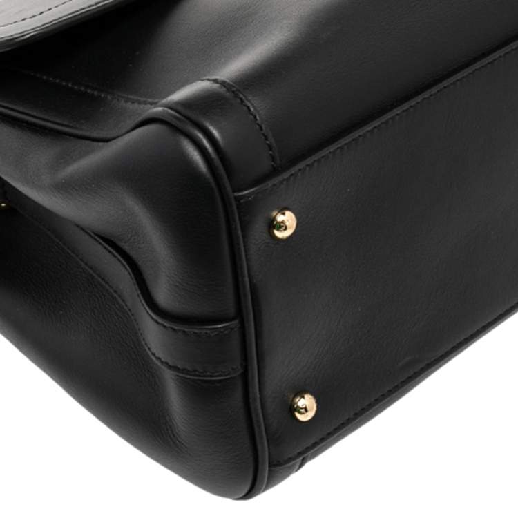 Pre Owned Dolce & Gabbana Black Leather Padlock Top Handle Bag