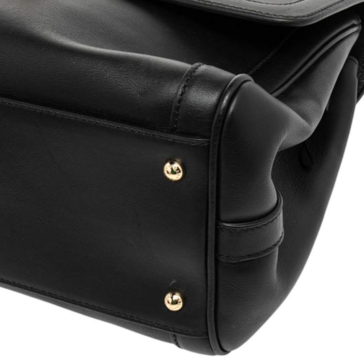 Pre Owned Dolce & Gabbana Black Leather Padlock Top Handle Bag
