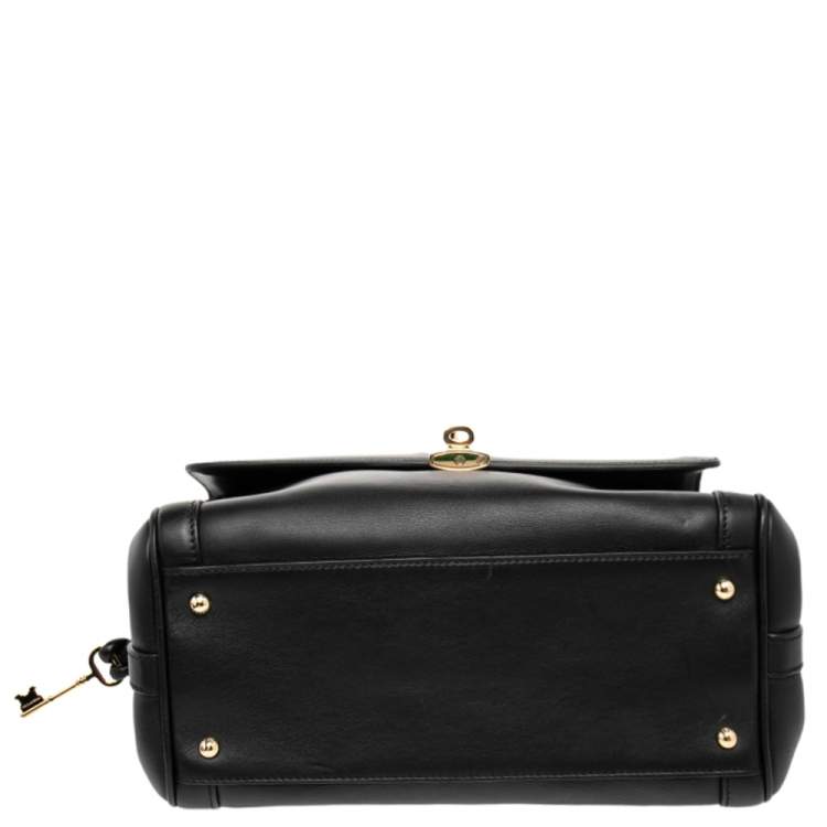 Pre Owned Dolce & Gabbana Black Leather Padlock Top Handle Bag