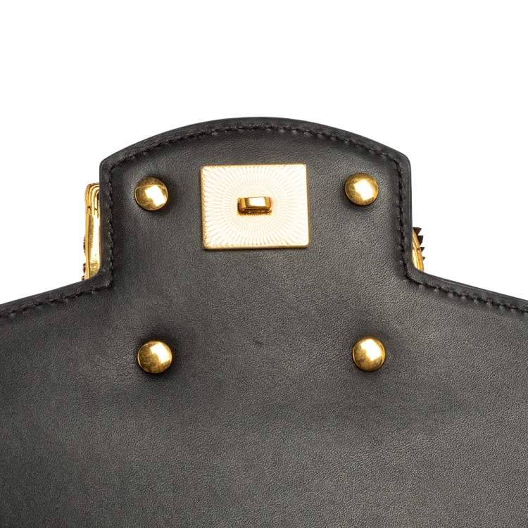 Pre Owned Dolce & Gabbana Black Leather DG Amore Top Handle Bag