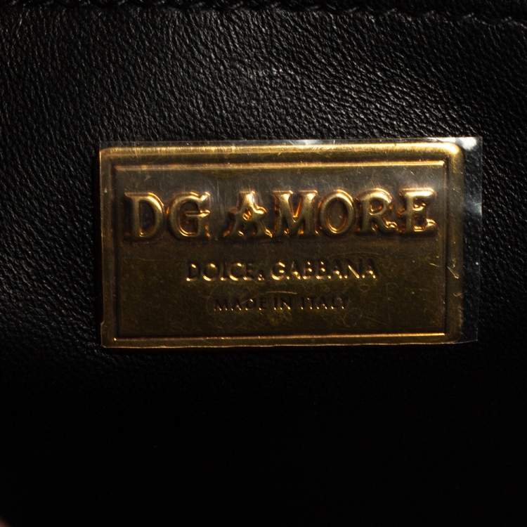 Pre Owned Dolce & Gabbana Black Leather DG Amore Top Handle Bag