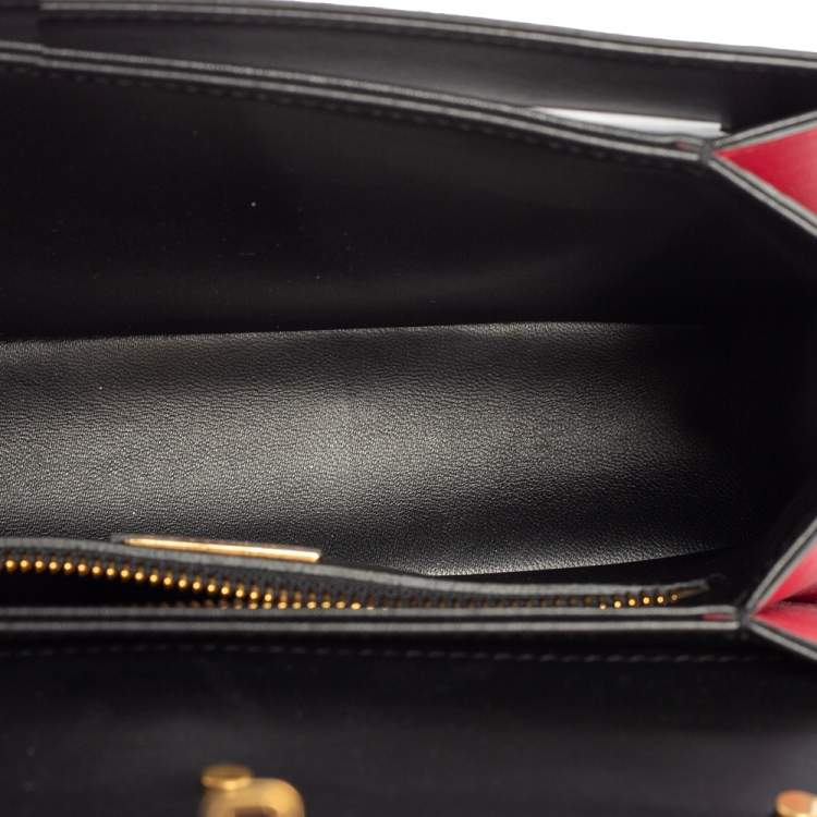 Pre Owned Dolce & Gabbana Black Leather DG Amore Top Handle Bag