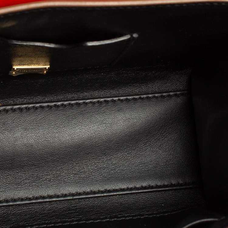 Pre Owned Dolce & Gabbana Beige/Red Leather Lucia Chain Shoulder Bag