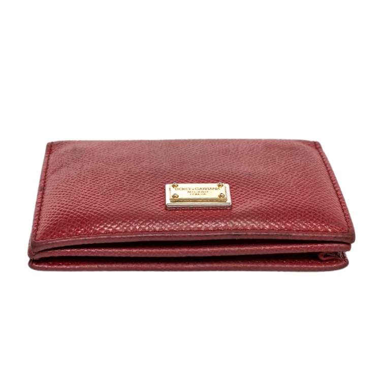 Pre Owned Dolce & Gabbana Red Leather Card Case