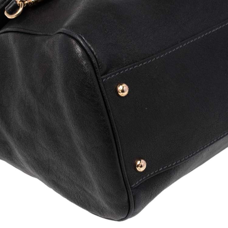 Pre Owned Dolce & Gabbana Black Leather Large Miss Sicily Top Handle Bag