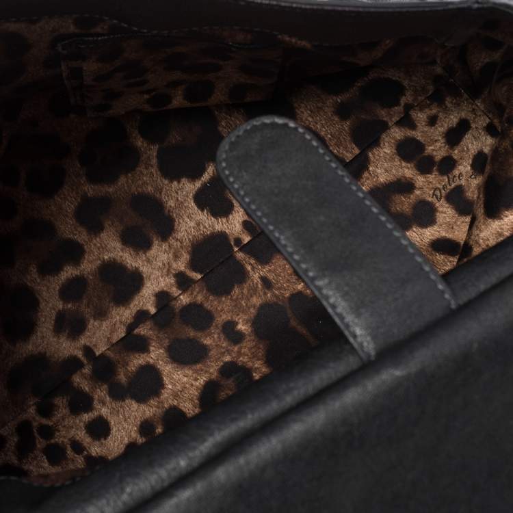 Pre Owned Dolce & Gabbana Black Leather Large Miss Sicily Top Handle Bag