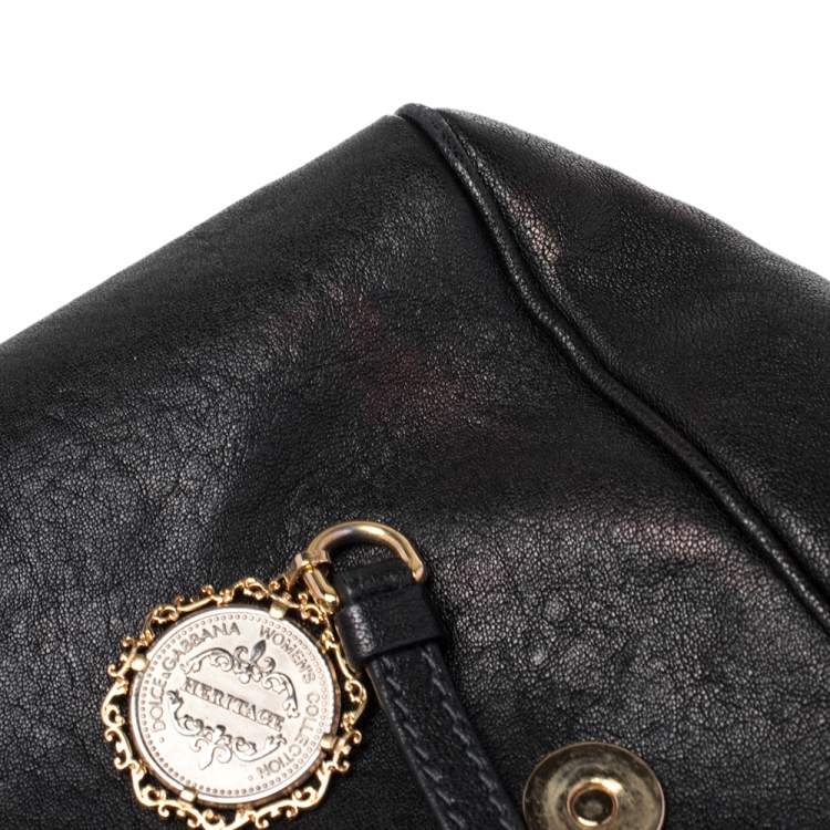 Pre Owned Dolce & Gabbana Black Leather Large Miss Sicily Top Handle Bag