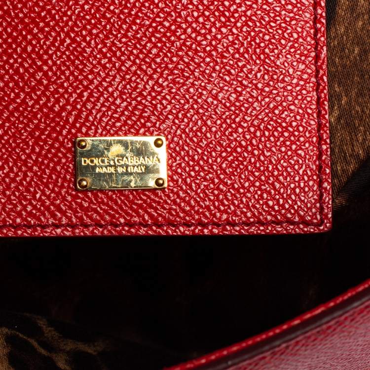 Pre Owned Dolce & Gabbana Red Leather Medium Miss Sicily Top Handle Bag