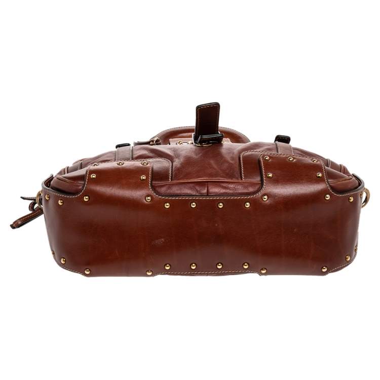Pre Owned Dolce & Gabbana Brown Leather Miss Easy Way Satchel
