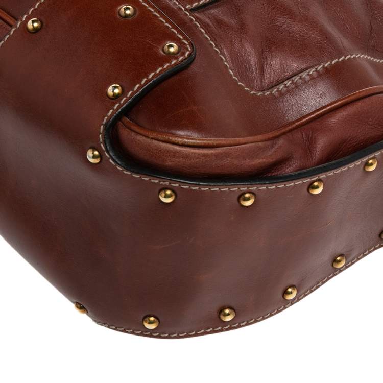 Pre Owned Dolce & Gabbana Brown Leather Miss Easy Way Satchel