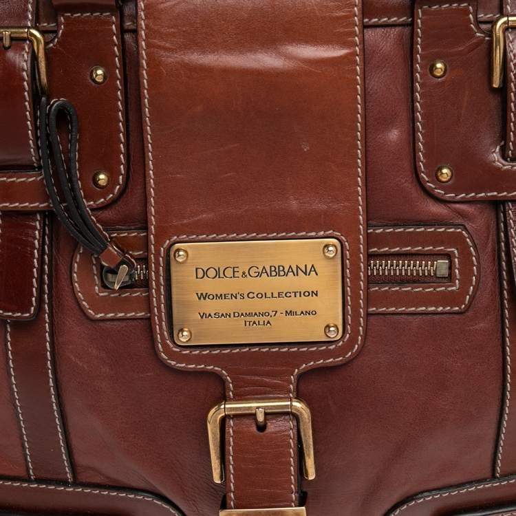 Pre Owned Dolce & Gabbana Brown Leather Miss Easy Way Satchel