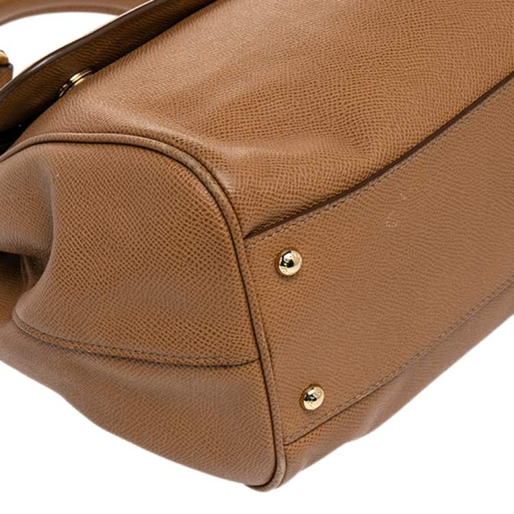 Pre Owned Dolce & Gabbana Brown Leather Large Miss Sicily Top Handle Bag