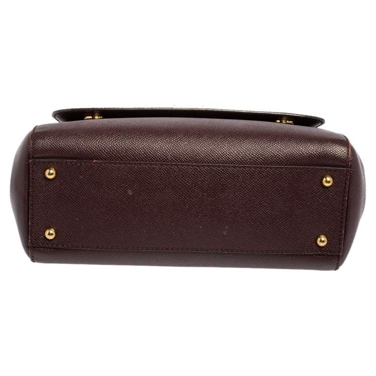 Pre Owned Dolce & Gabbana Plum Leather Medium Miss Sicily Top Handle Bag