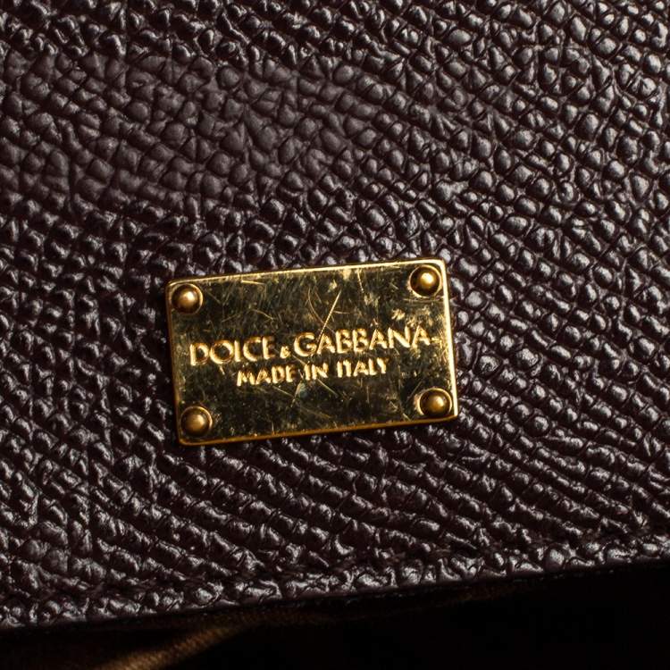 Pre Owned Dolce & Gabbana Plum Leather Medium Miss Sicily Top Handle Bag