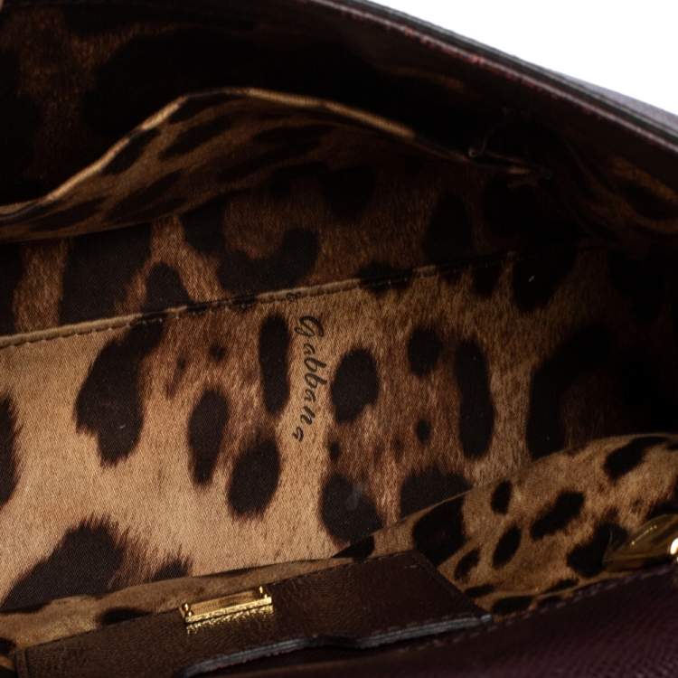 Pre Owned Dolce & Gabbana Plum Leather Medium Miss Sicily Top Handle Bag
