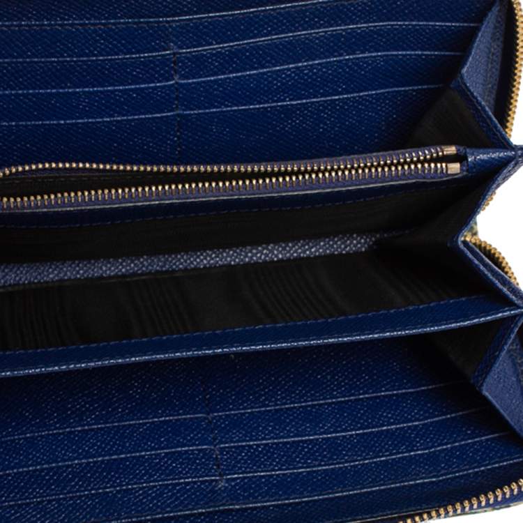 Pre Owned Dolce & Gabbana Multicolor Majolica Printed Leather Zip Around Wallet